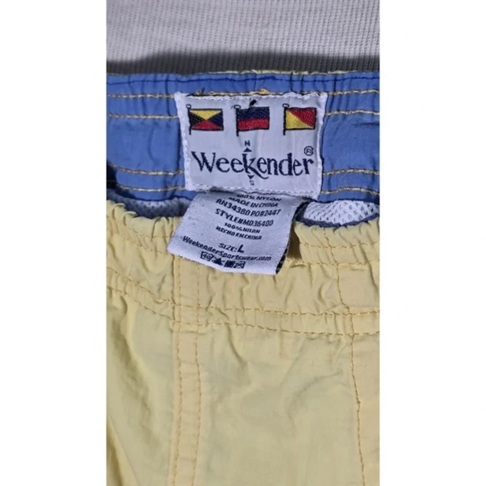 Vintage Weekender Brand Lined Mesh Bathing Suit Trunks‎ Shorts Yellow Mens Large